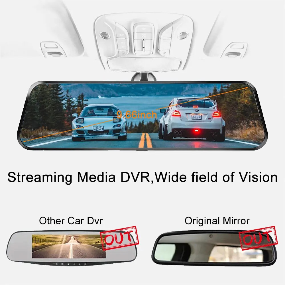 10 inch touch screen rearview car dvr mirror camera full hd 2k dashcam dual lens with WiFi gps front and rear mirror 2k dash cam