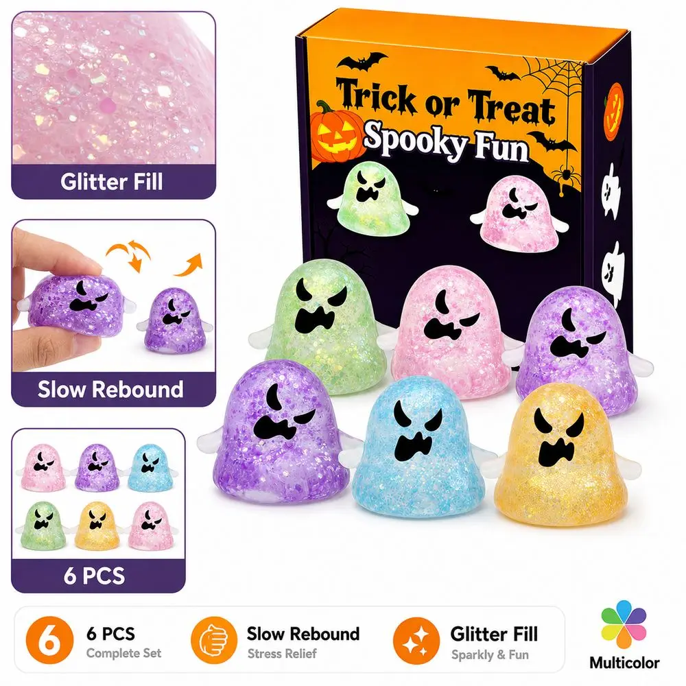 Gifts Slow Rebound Ghost Ghost Shape Glitter Halloween Multicolor Ghost Stress Party Favors