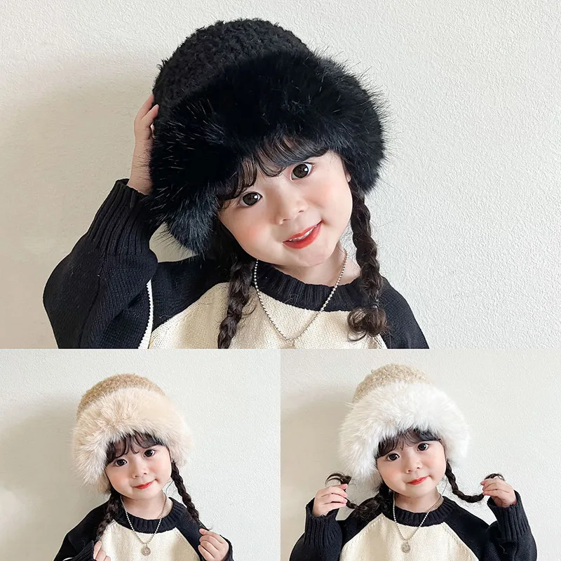 Simple and Versatile Embroidery Children's Knitted Beanie Hat Rolled Edge Warm Tide Children's Must-have Melon Skin Hat