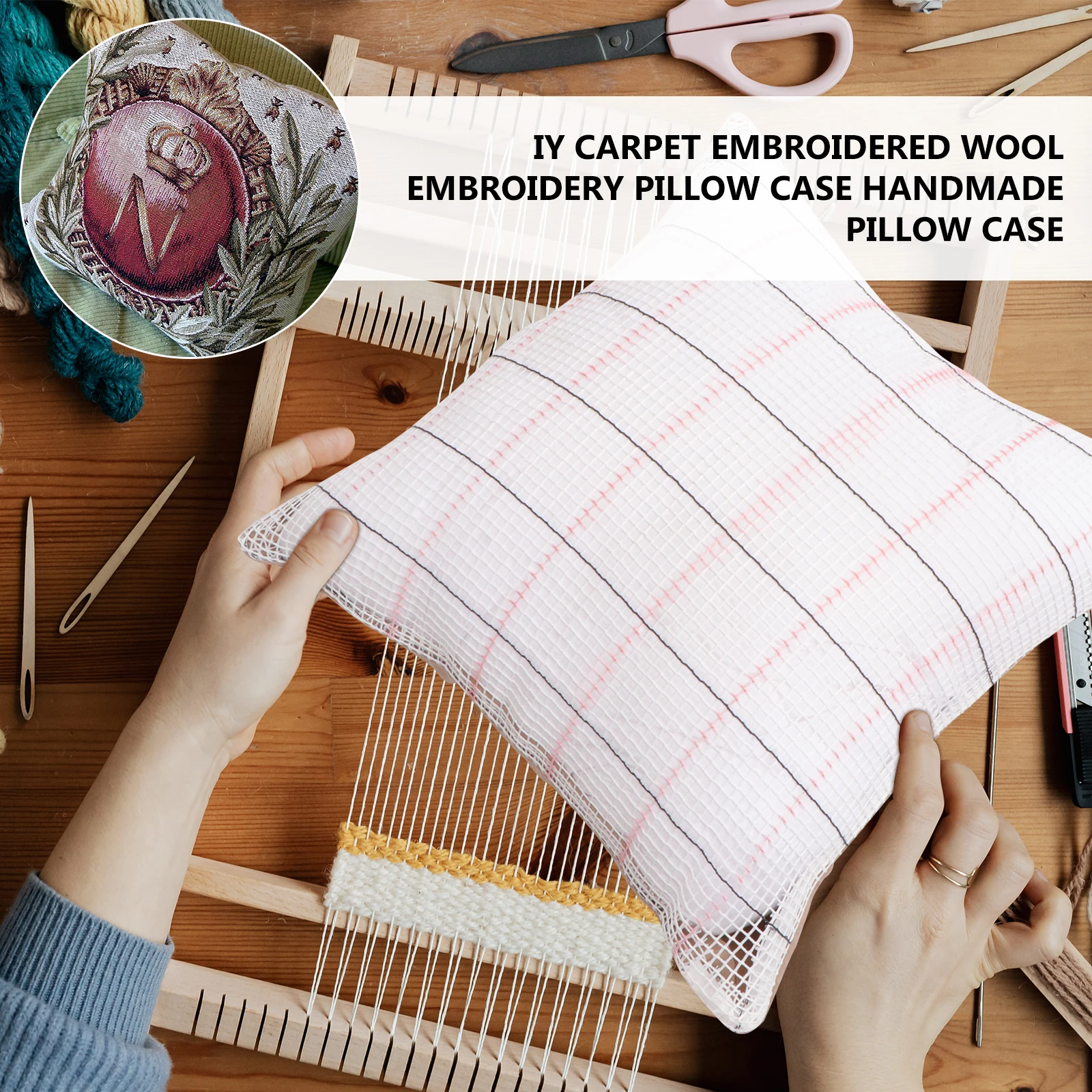 

Handmade Embroidered Pillow Cover Customizable Throw Cushion Case for Sofa Bed Car DIY Woolen Vintage Decor Home Furnishing