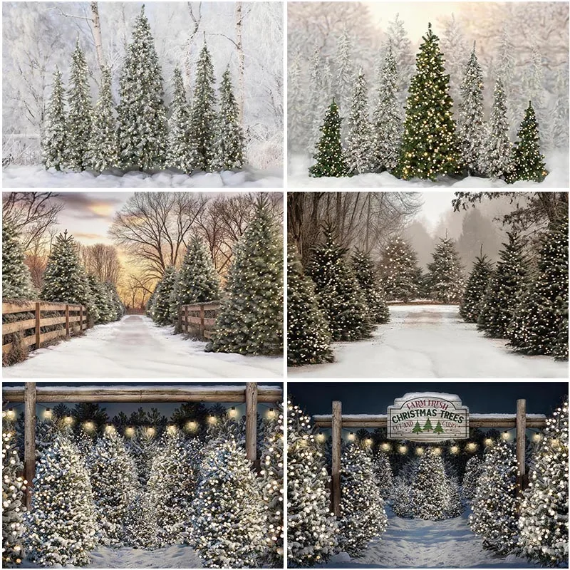 LS Winter Snowy Trees Snow Path Backdrops Kids Adult Photography Child Baby Photocall Decors Snowflake Forest Backgrounds