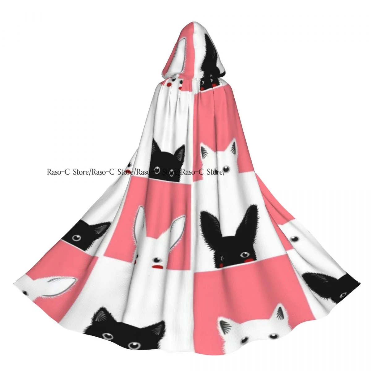 عباءة مقنعين للجنسين عباءة مع غطاء محرك السيارة أبيض وأسود الشطرنج مجلس عباءة مصاص دماء الساحرة كيب تأثيري حلي #5