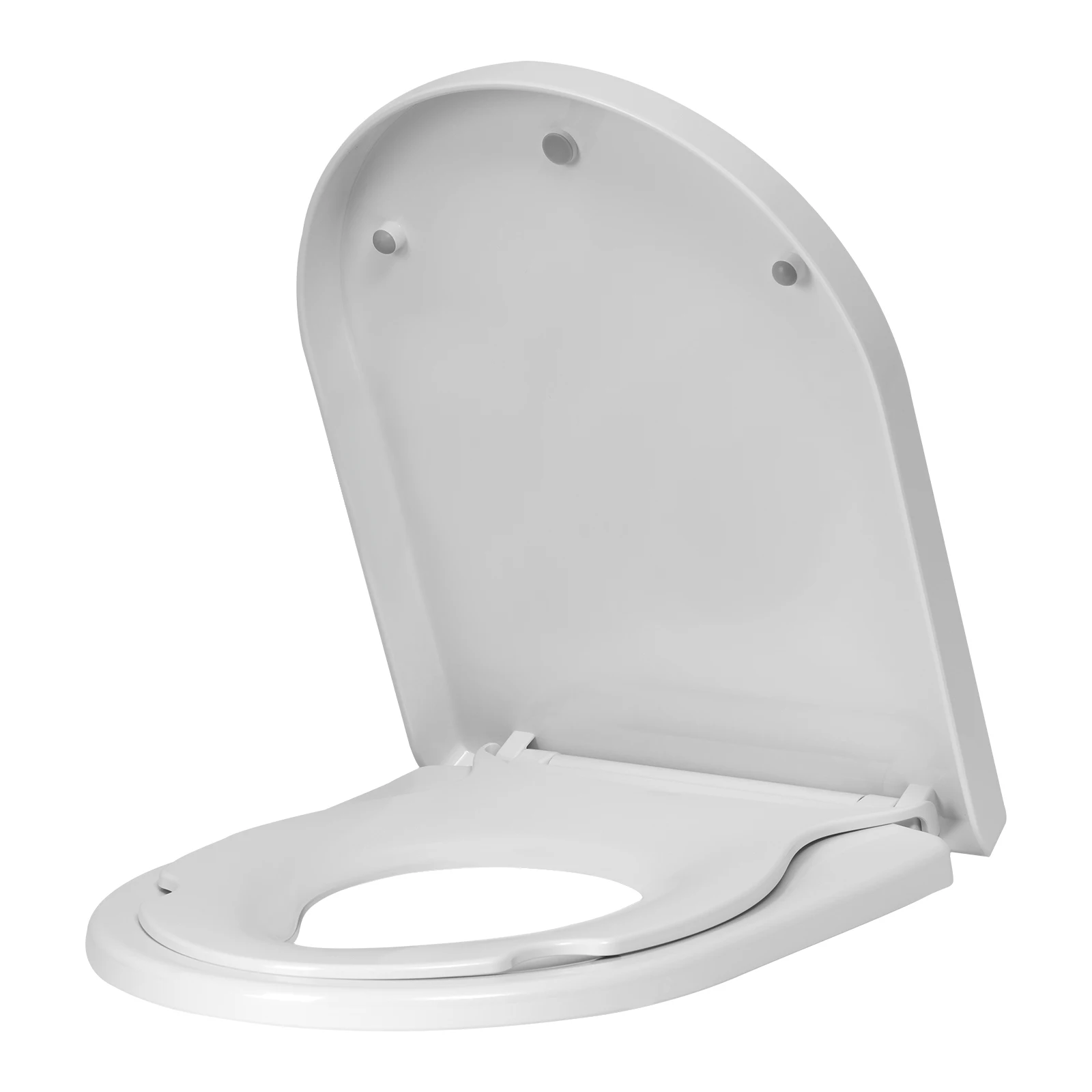 WOLTU D-förmiger antibakterieller Toilettensitz mit magnetischem Kindersitz, Schnellverschluss, Soft-Close-Toilettenschüssel mit Fallbremse