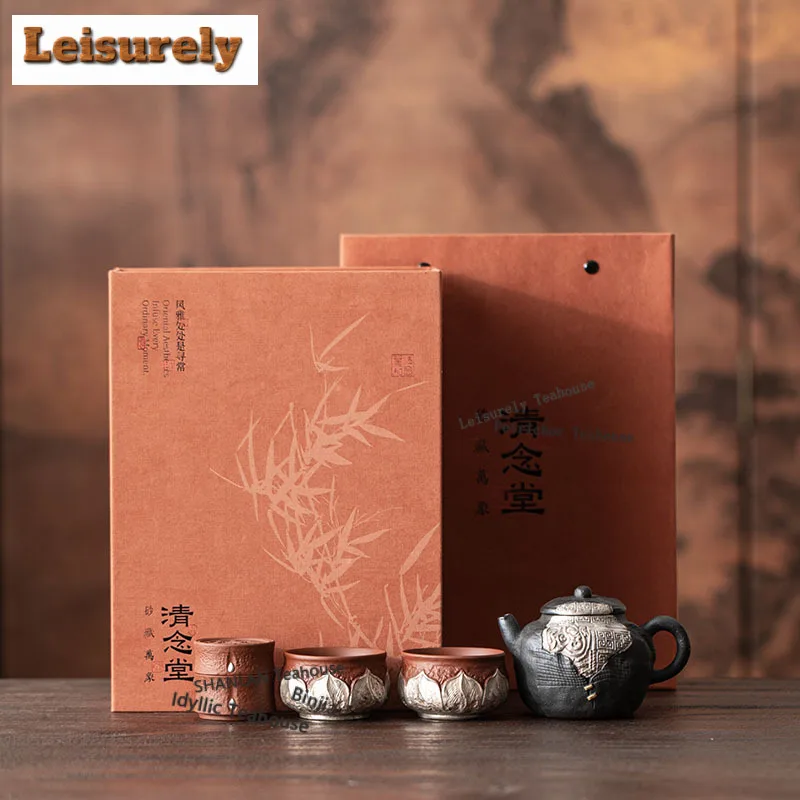 

Gilt Silver Lotus Tea Set Complete Set Elegant Tea Ceremony Set Household Teapot And Tea Cup Set Teaware Equipment Collection