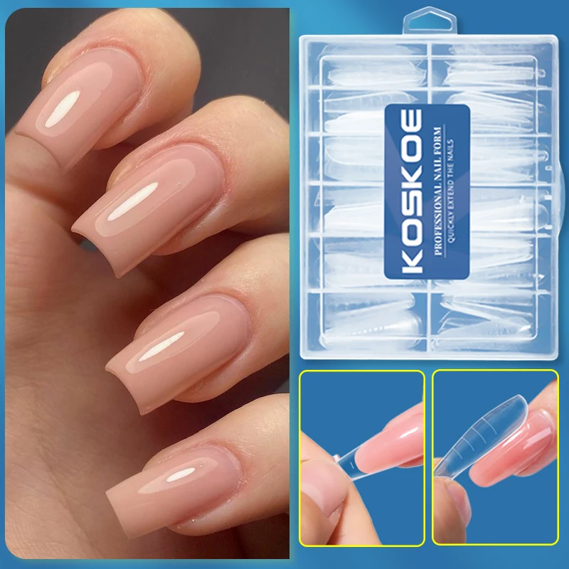 KOSKOE 120/240PCS False Nail Tips Acrylic French Coffin Half Long Full Cover Sculpted Gel Nails Extension System Almond Fake Tip