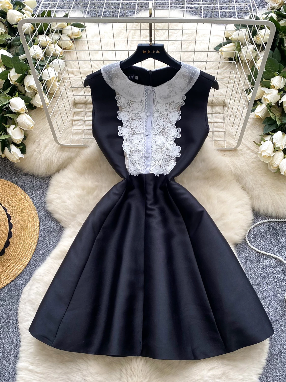 

Женская пышная юбка А-силуэта с кружевной отделкой Ele Bla, с высокой талией, из полиэстера, для офиса, летняя