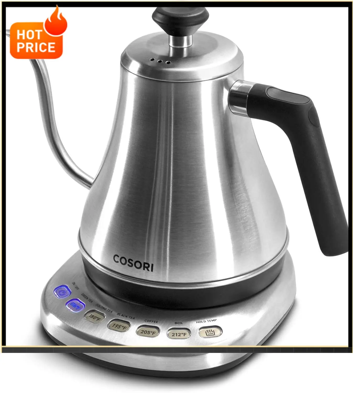 

Бестселлер: Электрический чайник с гибкой насадкой, 5 предустановленными программами, для заваривания кофе методом пуровер, внутренняя крышка и дно из 100% нержавеющей стали.