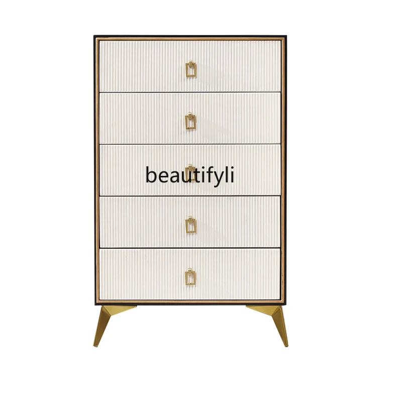 

American Light Luxury Chest of Drawers Simple Modern Bedroom Living Room Storage Locker Solid Wood Drawer Multifunctional