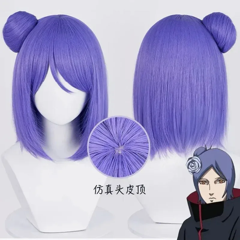 HOKAGE NINJA Konan Cosplay Wig Synthetic Short Straight Wig Anime Coser Cute Girl Heat Resistant Fiber High Quality Wig Party