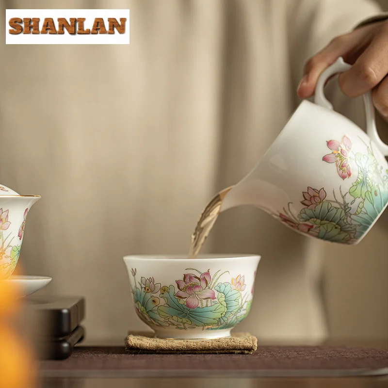 120ml High-end Ice Seed, Sheep Fat Jade Porcelain Teacup Lotus Reverse Mouthed Teacowl Tasting Master Mug Chazhan Kung Fu Teaset