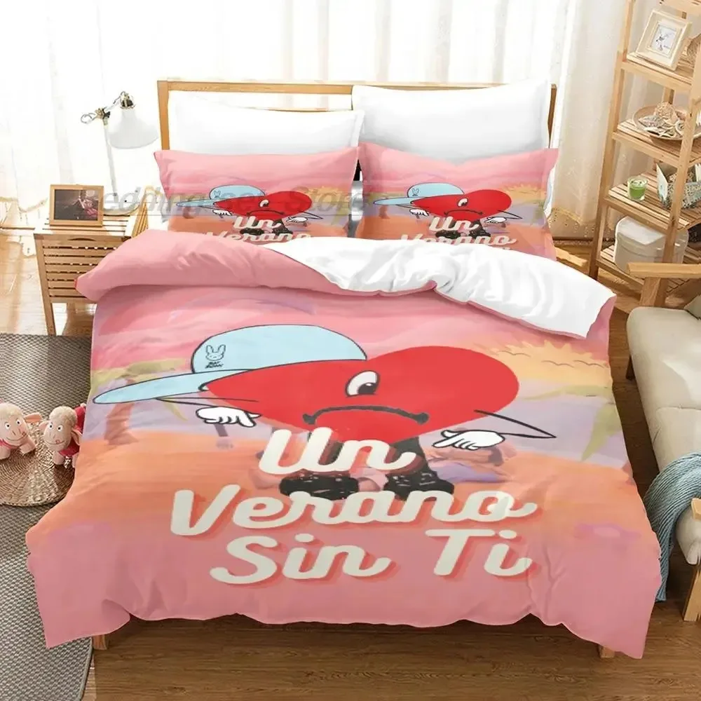 Bad Bunny UN VERANO SIN TI Bedding Set Single Twin Full Queen King Size Bed Set Aldult Kid Bedroom Duvetcover Sets 3D Print