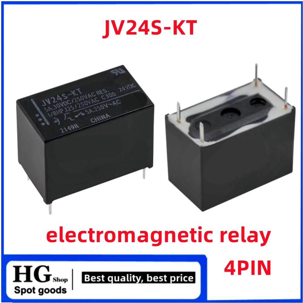 5PCS/Lot Original JV24S-KT JV-24S-KT JV24-KT 4PIN 5A 30VDC/250VAC 24VDC Power Relay