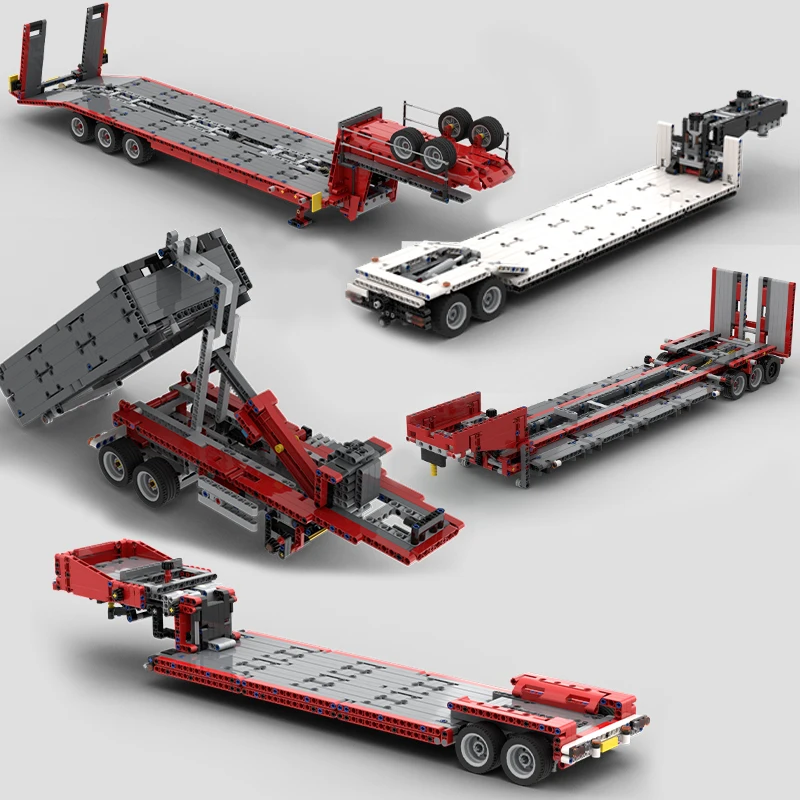 

MOC Engineering Container Low Loader Semitrailer Hooklift Semi-Trailer Gooseneck Truck creative ideas ChildToy Technology Blocks