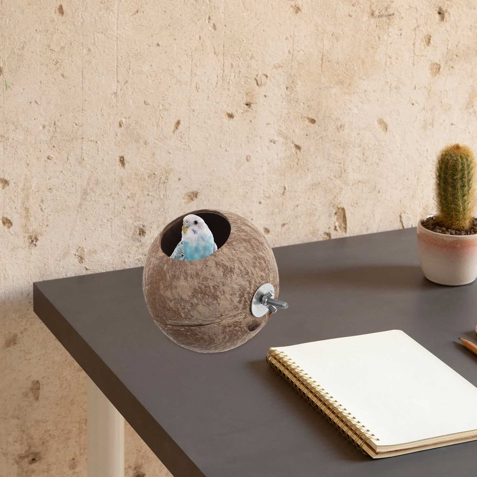 

Coconut Shell Pet Bird Nest Natural Design Durable Safe Birds Playground Sleeping Bed Hanging Ornament Home Yard Garden