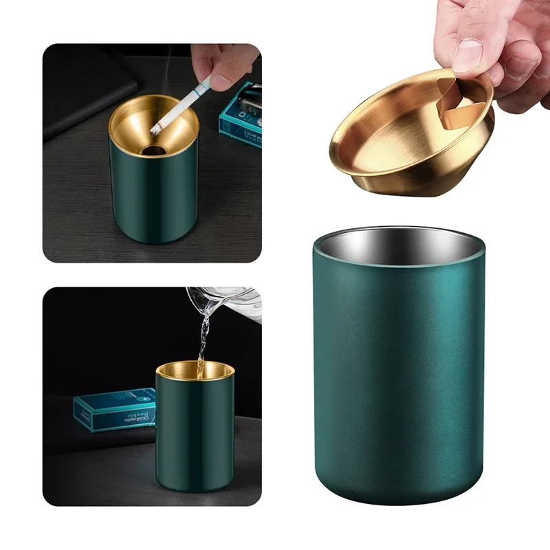 Detachable Metal Stainless Steel Ashtray Creative Funnel Windproof Car Ashtray Cup Living Room Anti-fly Ash Office Home Decor