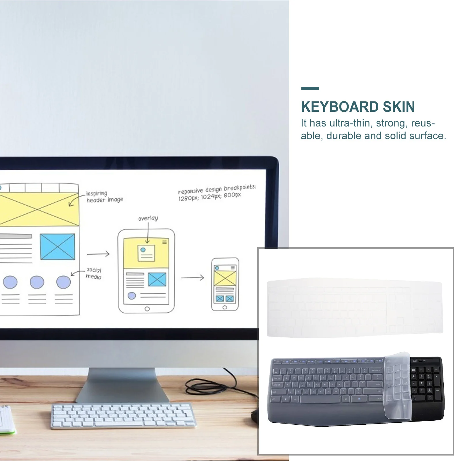 

Silicone Keyboard Cover Durable Flexible Washable Protector for Mk850 Computer Keyboard Skin Reusable Ultra-Thin