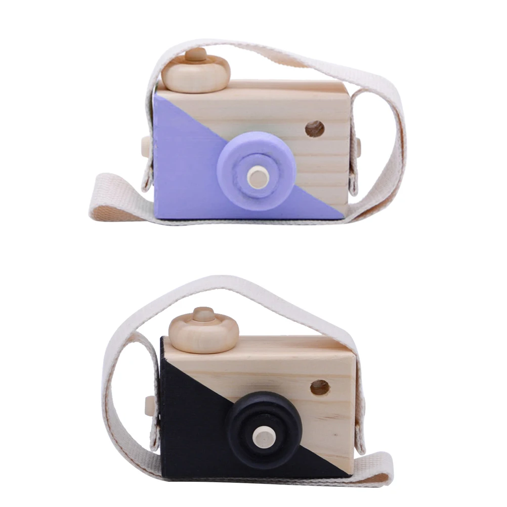 

1pc Wooden Mini Camera Toy Kids' Room Hanging Decor Photo Taking Props Birthday Christmas Gift for Children Kids (Triangle Black