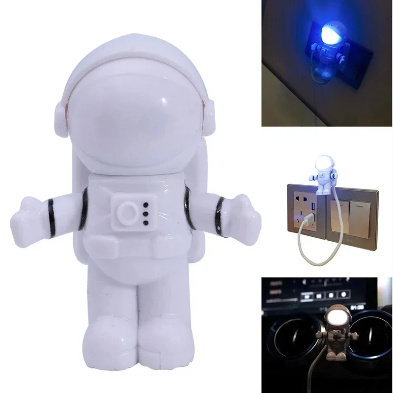 USB Night Light Powered White Astronaut Shape Portable Reading Desk Lamp DC For Computer PC Portable Source 5V LED Lighting Lamp