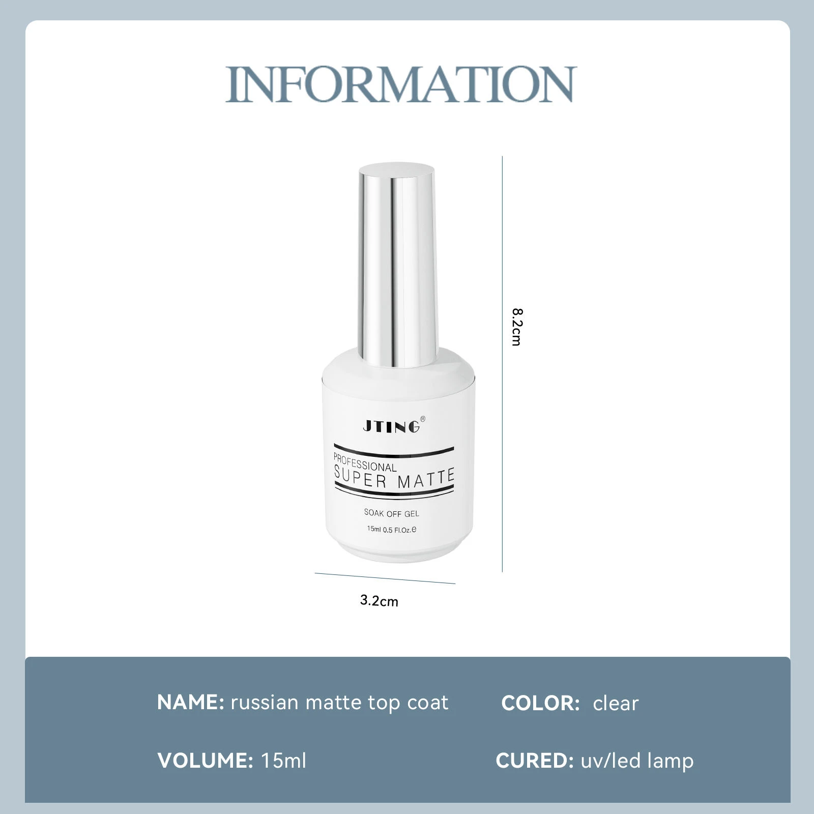 JTING 1 st 15 ml Professionele Top Kwaliteit Bulk Super Matte Effect Russische Matte Top Coat Gel Polish