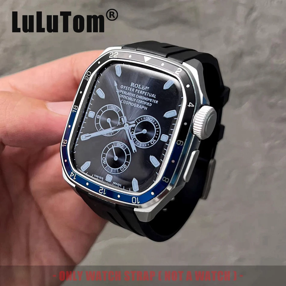 

2-in-1Silicone Band for Apple Watch 46mm 45/44mm Luxury Women Men Straps With Protective Case Iwatch Series 11/10/9/8/7/6/5/4/SE