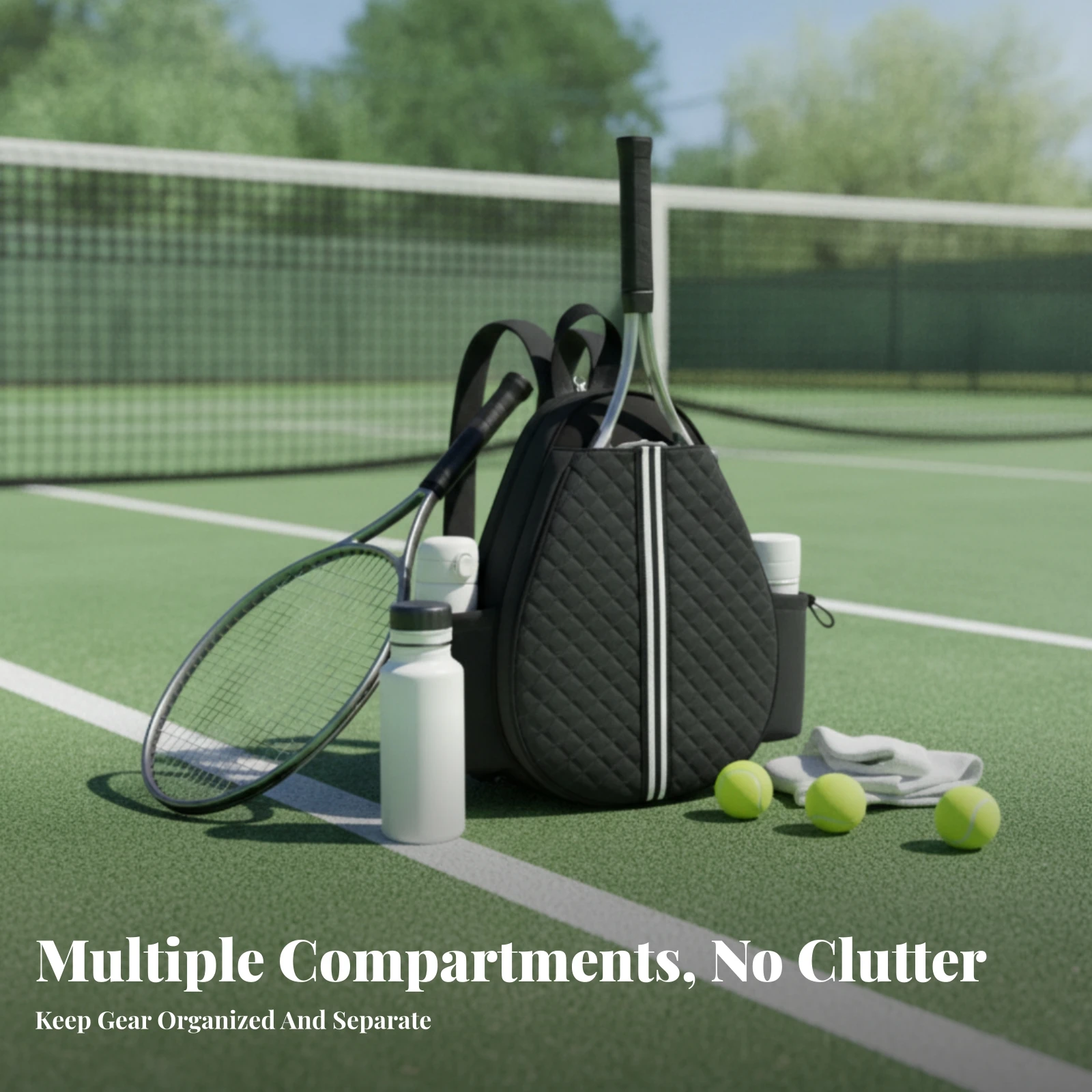 サイドポケット付きキルティングテニスバックパック ティアドロ - Backpack Racket Bag のレビューと価格