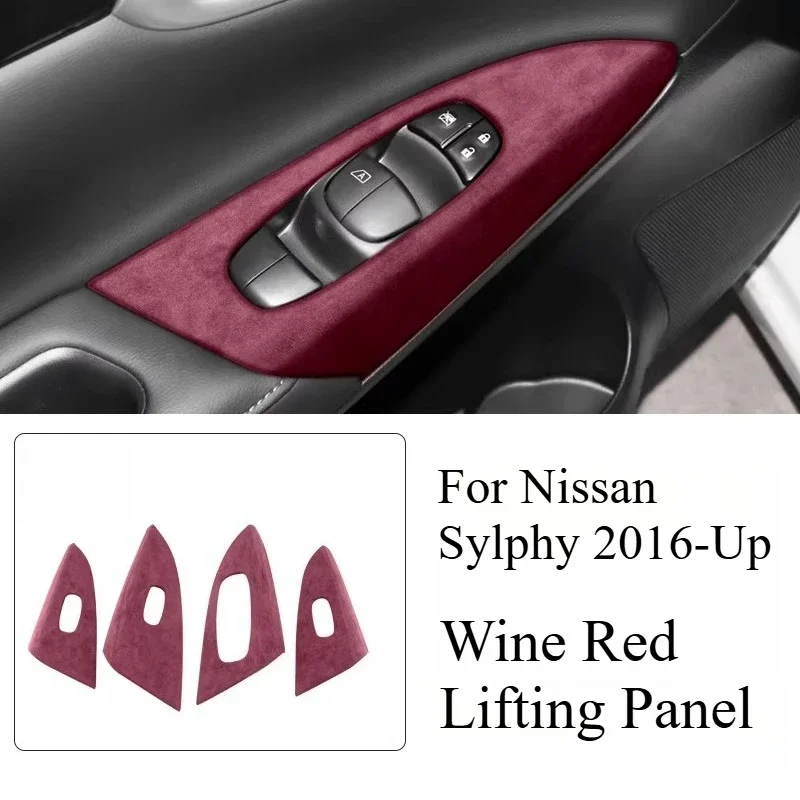 Scratch Resistant Fur Door Window Switch Panel Trim Retrofit for Nissan Sylphy Sentra Interior Accessories