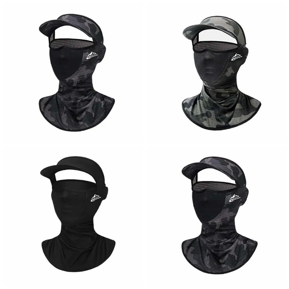 Anti-Ultraviolet Men Ice Silk Mask UV Protection Fishing Face Cover Neck Wrap Cover Sun Proof Bib Black Sunscreen Face Scarf