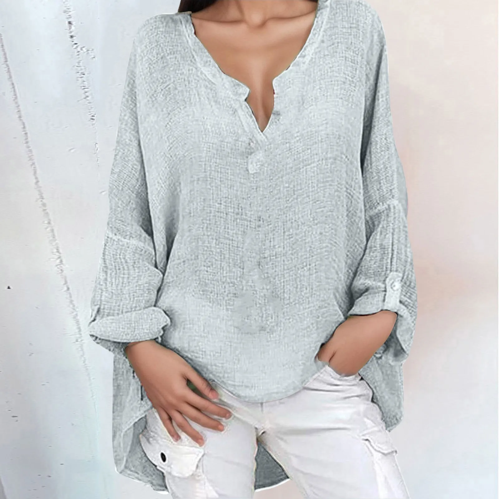 Vintage Cotton Linen Shirts for Women Casual Solid Plus Size Womens Tops And Blouses Autumn Long Sleeve Loose Tops Tunic Blusas