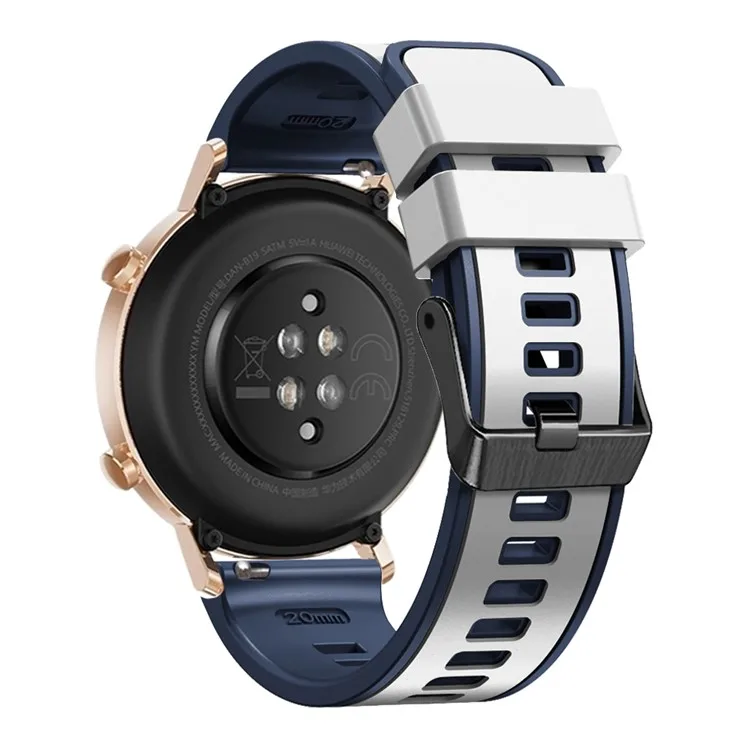 

For Samsung Galaxy Watch3 41mm / Gear Sport / Garmin Vivomove 3 Silicone Watch Band 20mm Dual Color Sport Strap Replacement - W