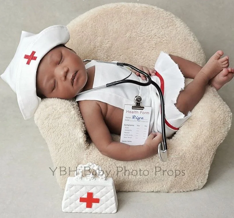 Newborn Baby Doctor Nurse Suit Styling Girls Boys Hundred Days Costume Photography Prop Outfits Baby Clothes Infant Clothing