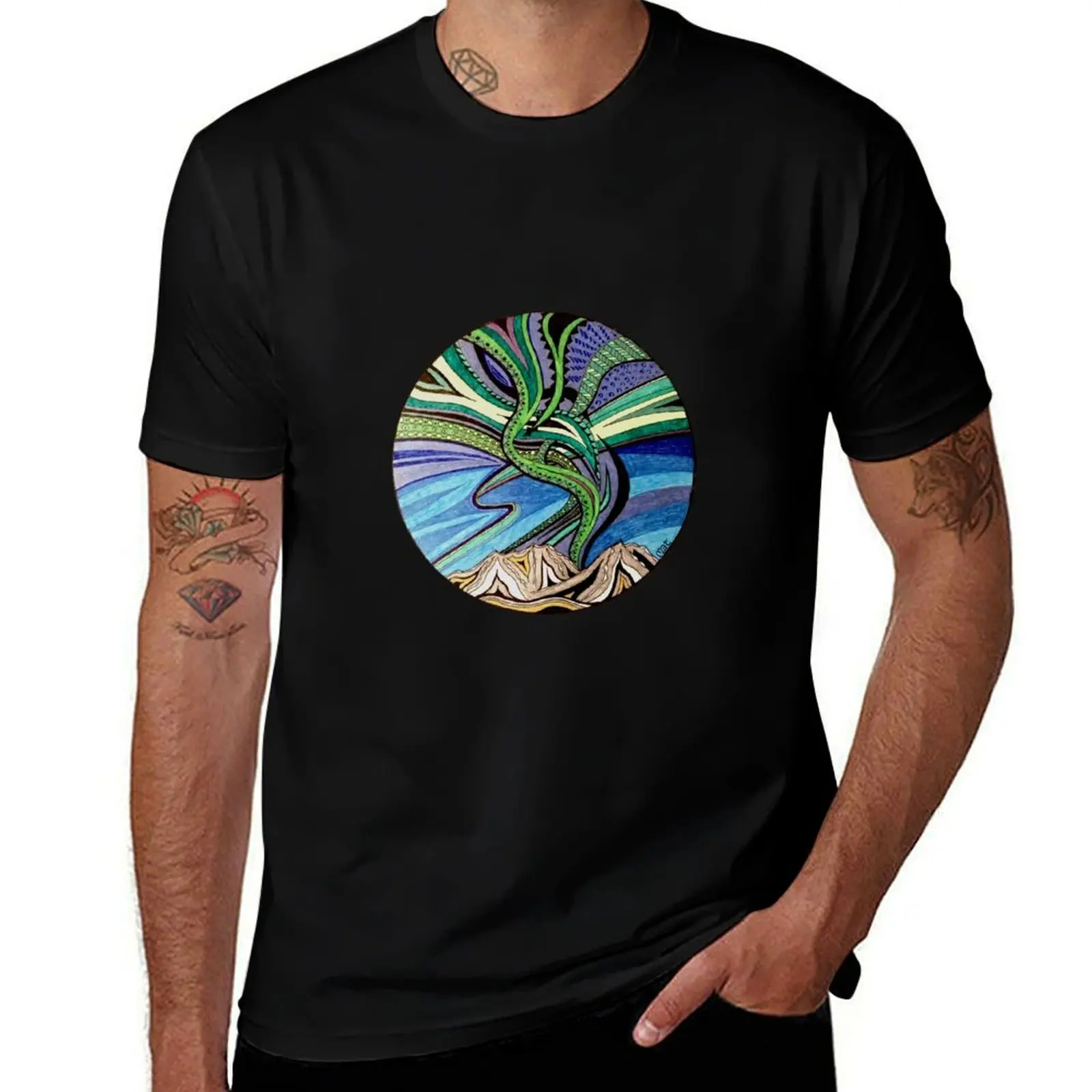 Aurora Borealis T-Shirt Big and Tall Crew Neck Tee