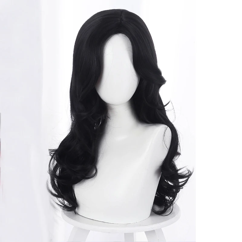 Halloween Die Hexe Yennefer von Vengerberg Lange Schwarz Wellenförmige Perücke Frauen Rolle Spielen Schwarz Haar Cosplay Wellenförmige Perücke + Perücke kappe