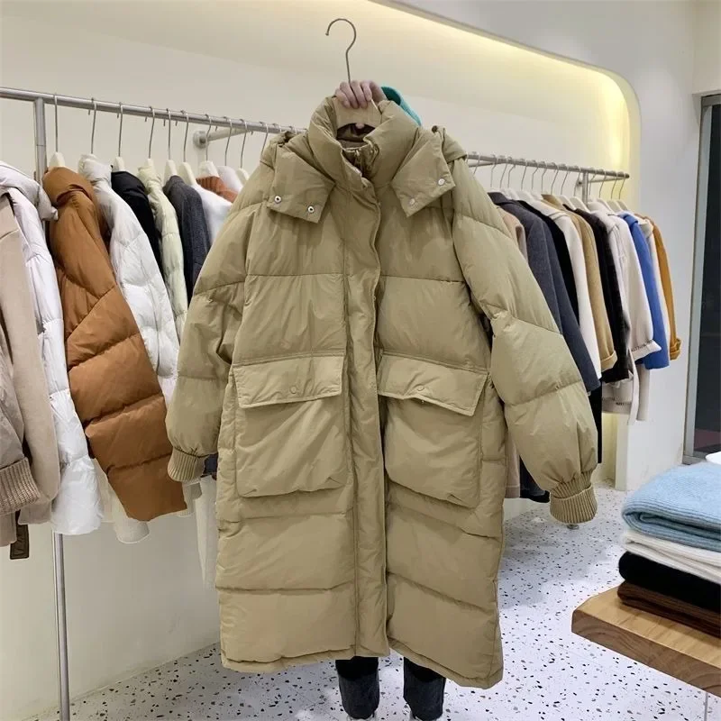 2023 nuove donne piumino cappotto invernale femminile versione di media lunghezza parka allentato caldo capispalla con cappuccio Versatile moda