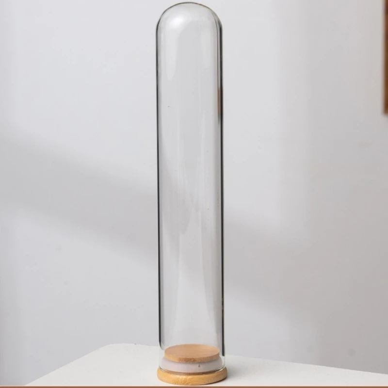 

1 glass test tube with bamboo stopper, transparent flat mini glass bottle, suitable for party gift decoration glass display