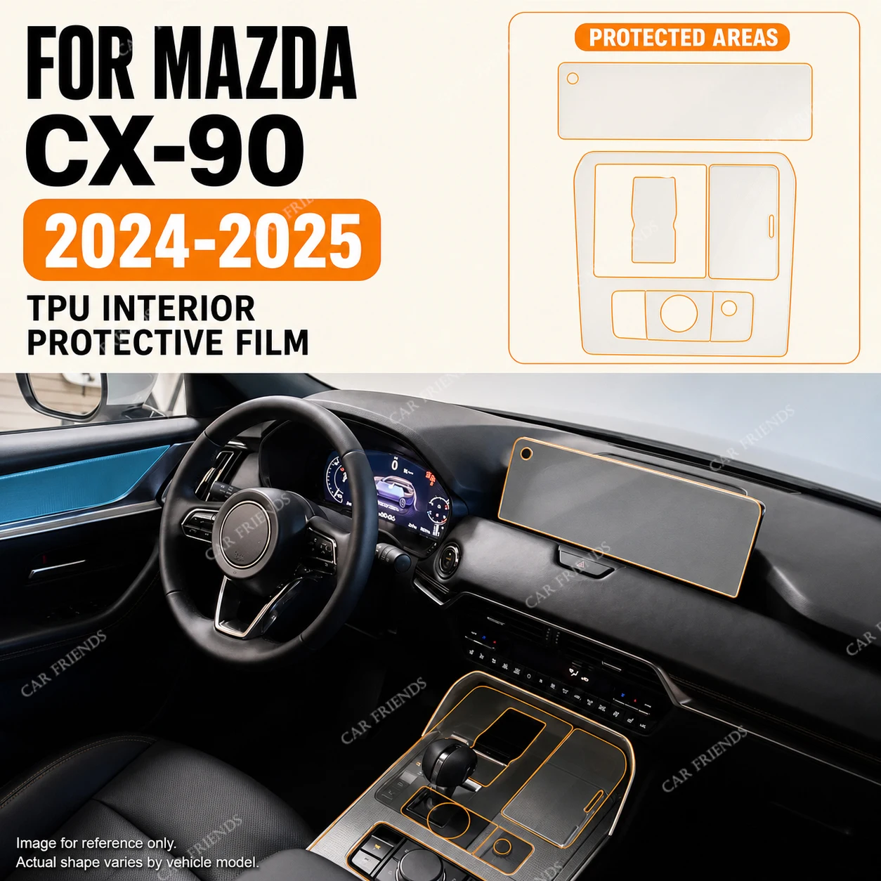 For CHANGAN CS35 PLUS 2022-2024 Transparent TPU Interior Protective Film Center Console Dashboard Navigation Screen