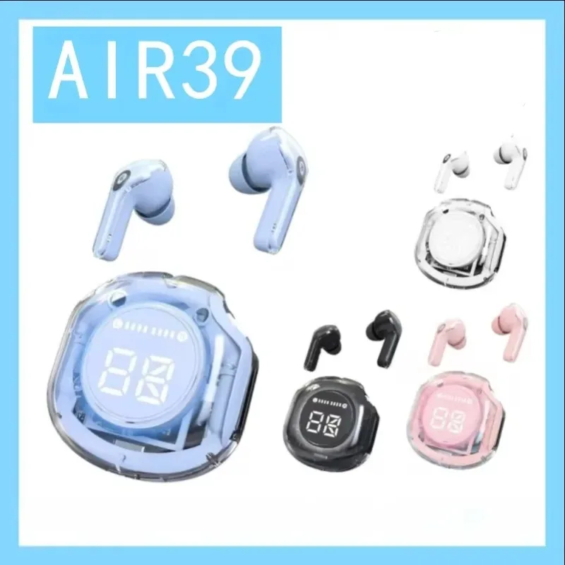 TWS Air39 Bluetooth Earbuds Transparent with LED Digital Display Wireless in-Ear Earphone for All Smartphones