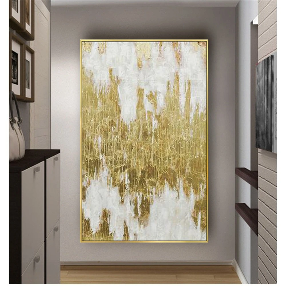 100% Handmade Oil Paintings Abstract Golden Paint Panel Canvas Painting Wall Art Pictures For Home Decor Artwork Christmas Gift