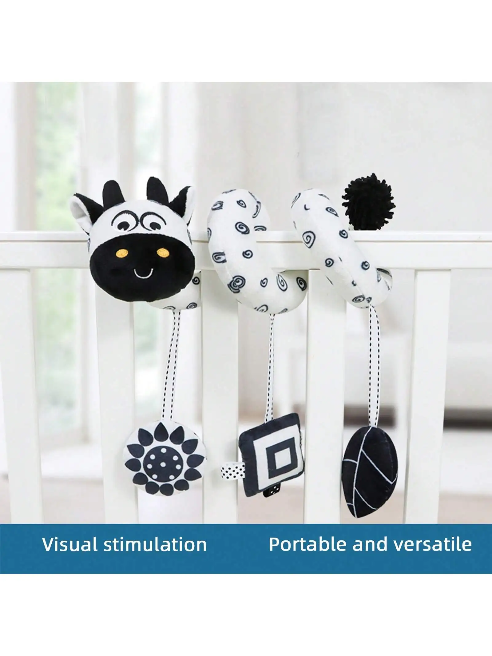 1pc zwart-wit dier baby mobiel windbell speelgoed, visuele stimulatie wieg speelgoed geschikt voor 0-3 jaar oude baby, pasgeboren cadeau