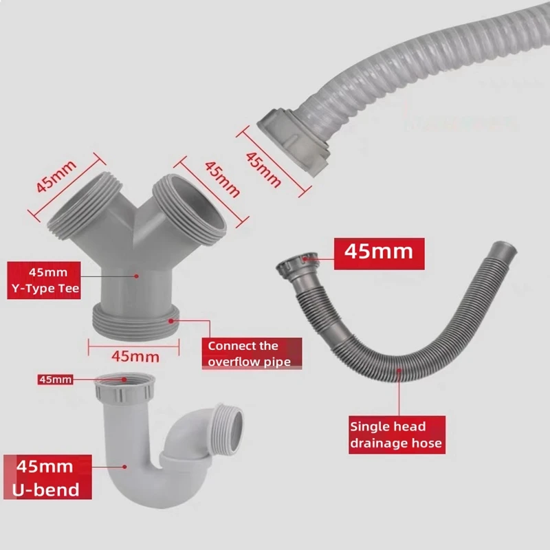 Universal Sink Drain Adapters Y-Type Basin Sewer Branch Connectors Overflow Tube Thread Joints For Kitchen Bathroom Accessories