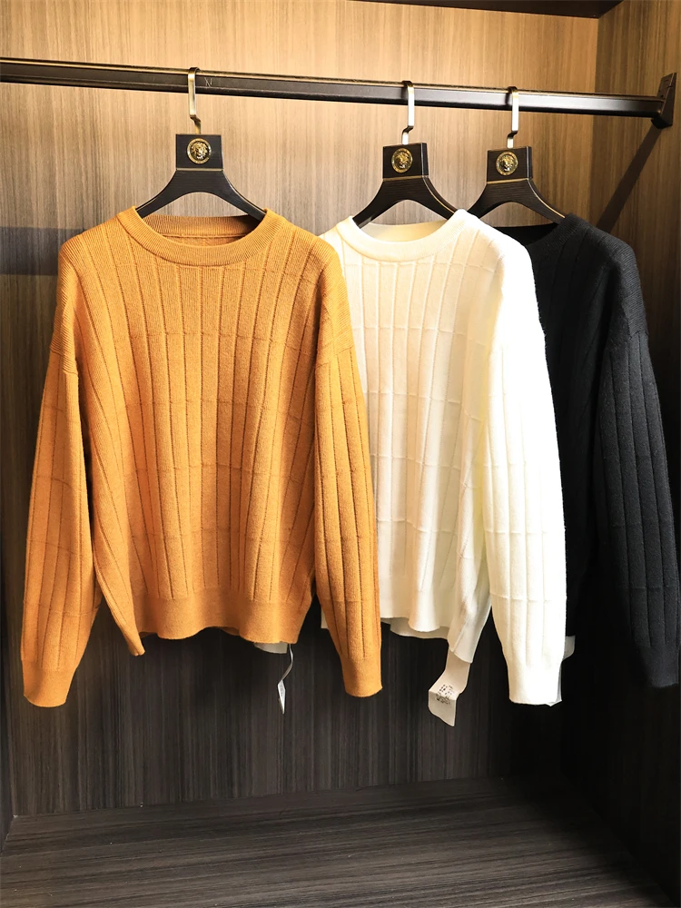 

round Ne Knitwear Soft Comfortable Bamboo Texture Men's Pure Color Casual Faionable Autumn Winter Sweater