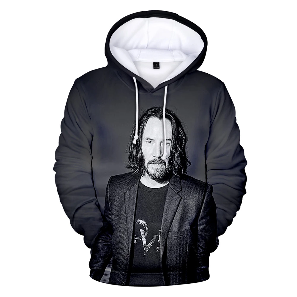 Keanu Reeves-Sweat à capuche à manches longues pour hommes et femmes, sweat-shirt américain Star, style décontracté, vêtements 3D, livraison gratuite