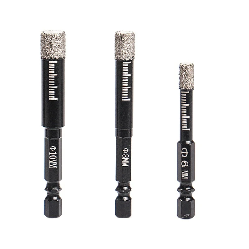 

3Pcs 6/8/10/Mm Hex Handle Vacuum Brazed Diamond Dry Drill Bits Hole Saw Cutter For Granite Marble Ceramic Tile Glass