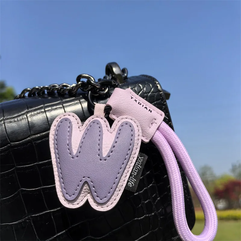 A To Z Leather Initials Keychain Braied Wristband Pendant Keyring for Women Men Car Bag Charms Camera Phone Case Accessories image 3