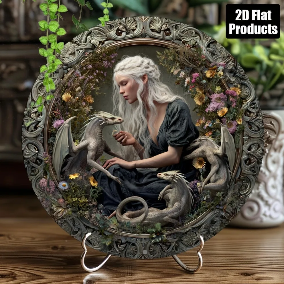 ** لافتة ألومنيوم على شكل حياة المزرعة - لوحة فنية جدارية معدنية مستديرة مقاس 8 × 8 بوصة لمكتب البار والمقهى المنزلي، هدية عطلة ريفية **