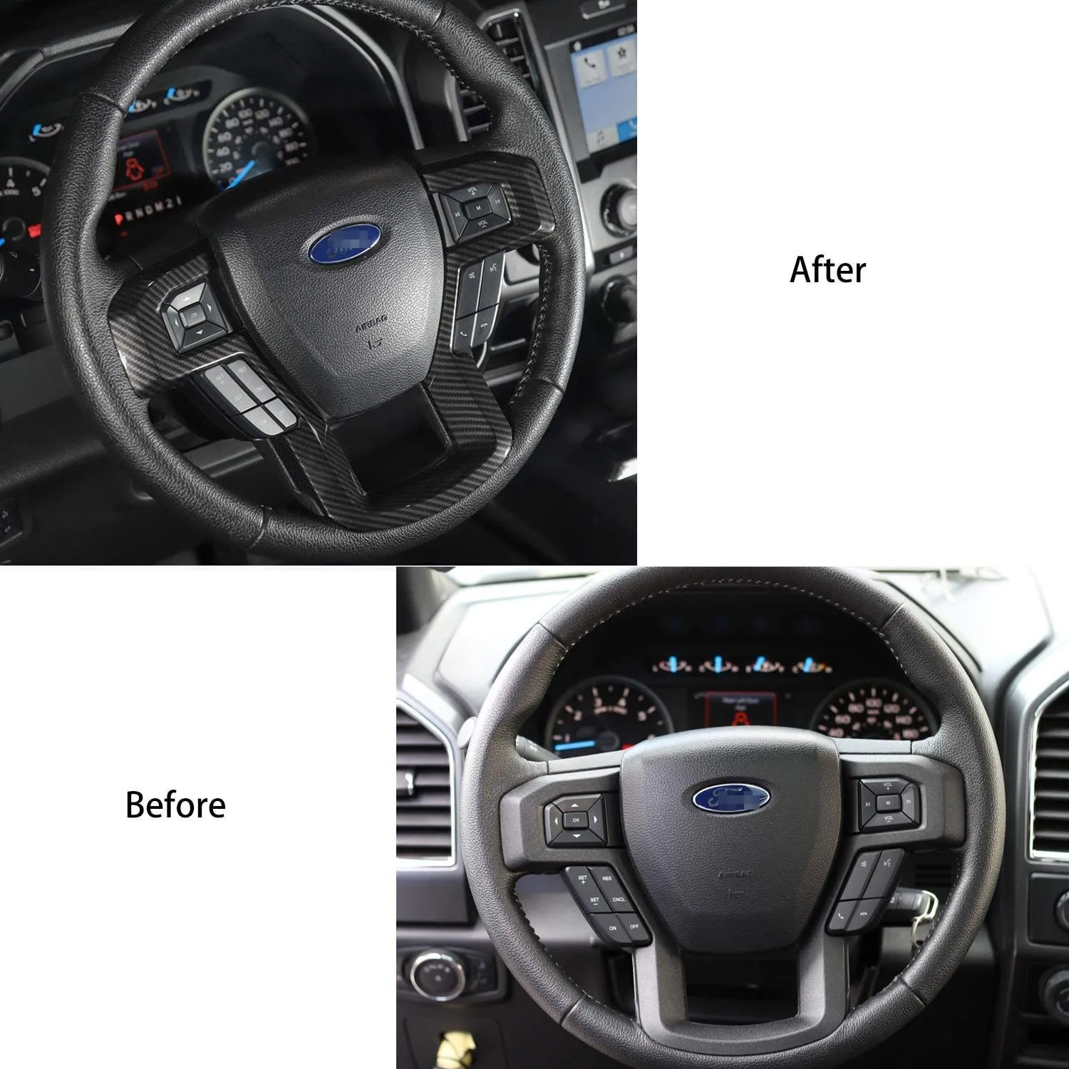 الحبوب السوداء عجلة القيادة الديكور إطار غطاء الكسوة ل 2015 2016 2017 فورد F150 F250 F350 سوبر ديوتي