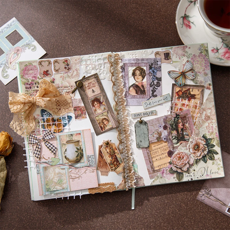 12 paquetes/lote de recuerdos en una serie instantánea, pegatina de papel decorativa retro bonita