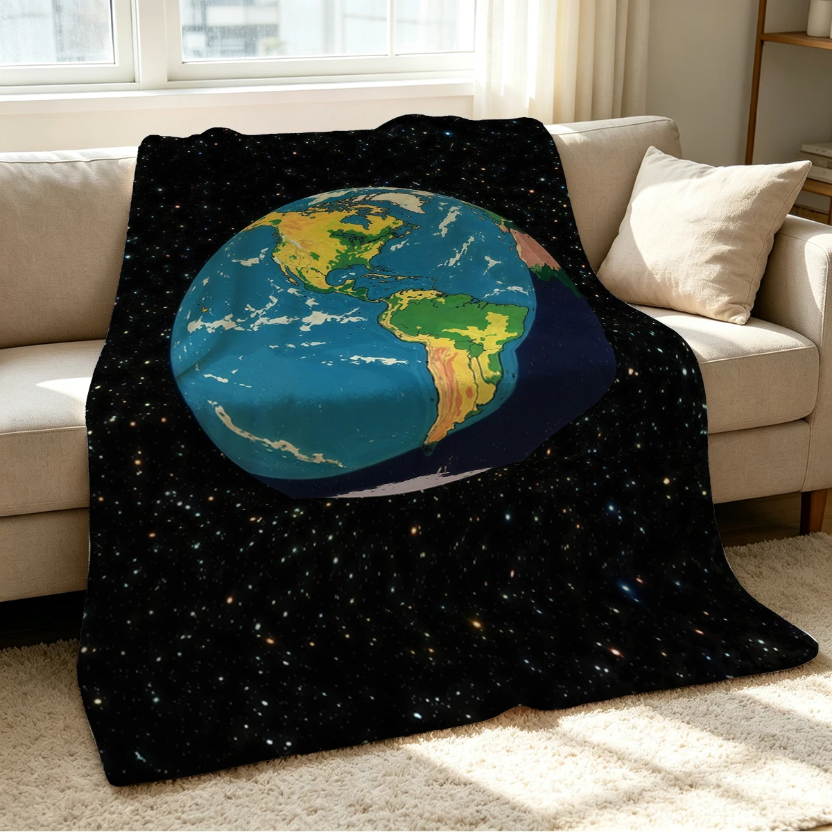 Space Globe Blanket Soft Cozy Throw for Sofa Bed Festive Holiday Decor Gift for Kids and Adults,Lightweight and Warm