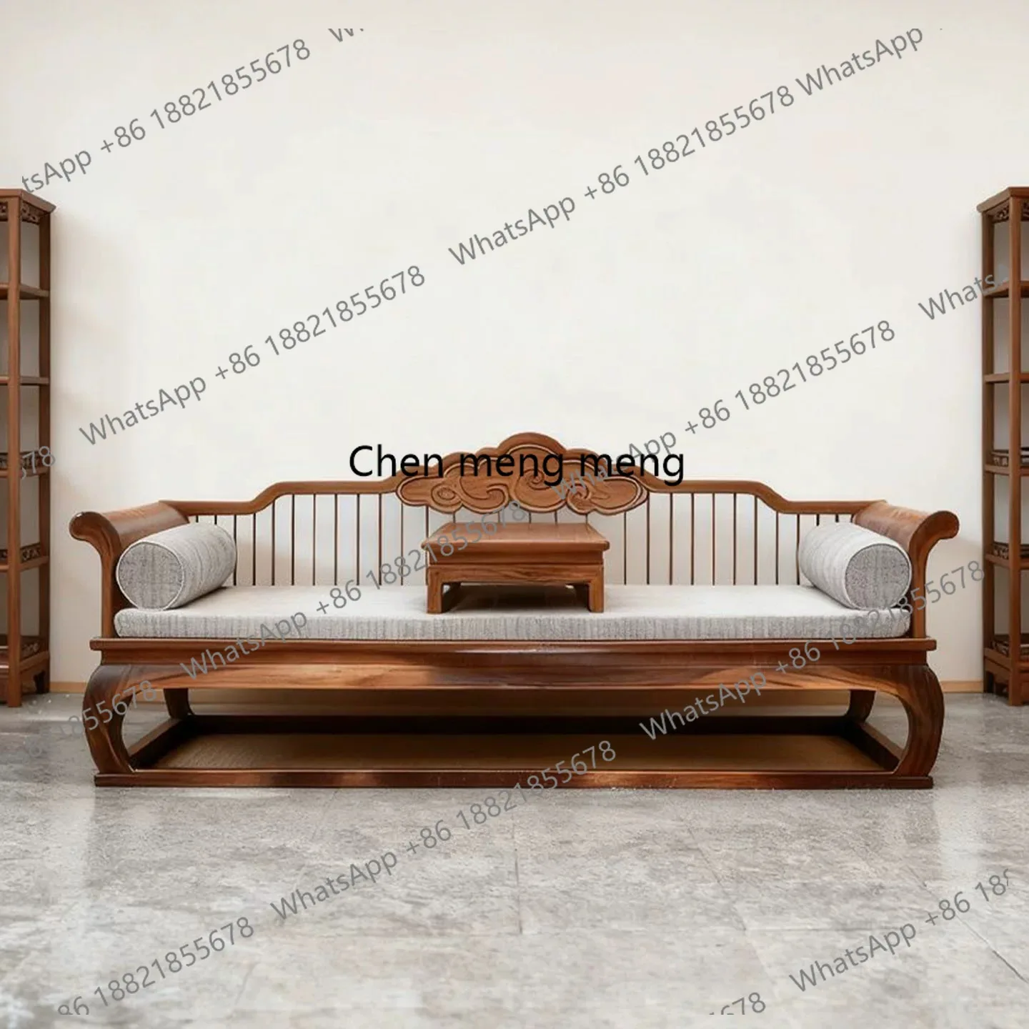 

New Chinese black walnut Arhat bed Song aesthetic three-seater sofa solid wood furniture