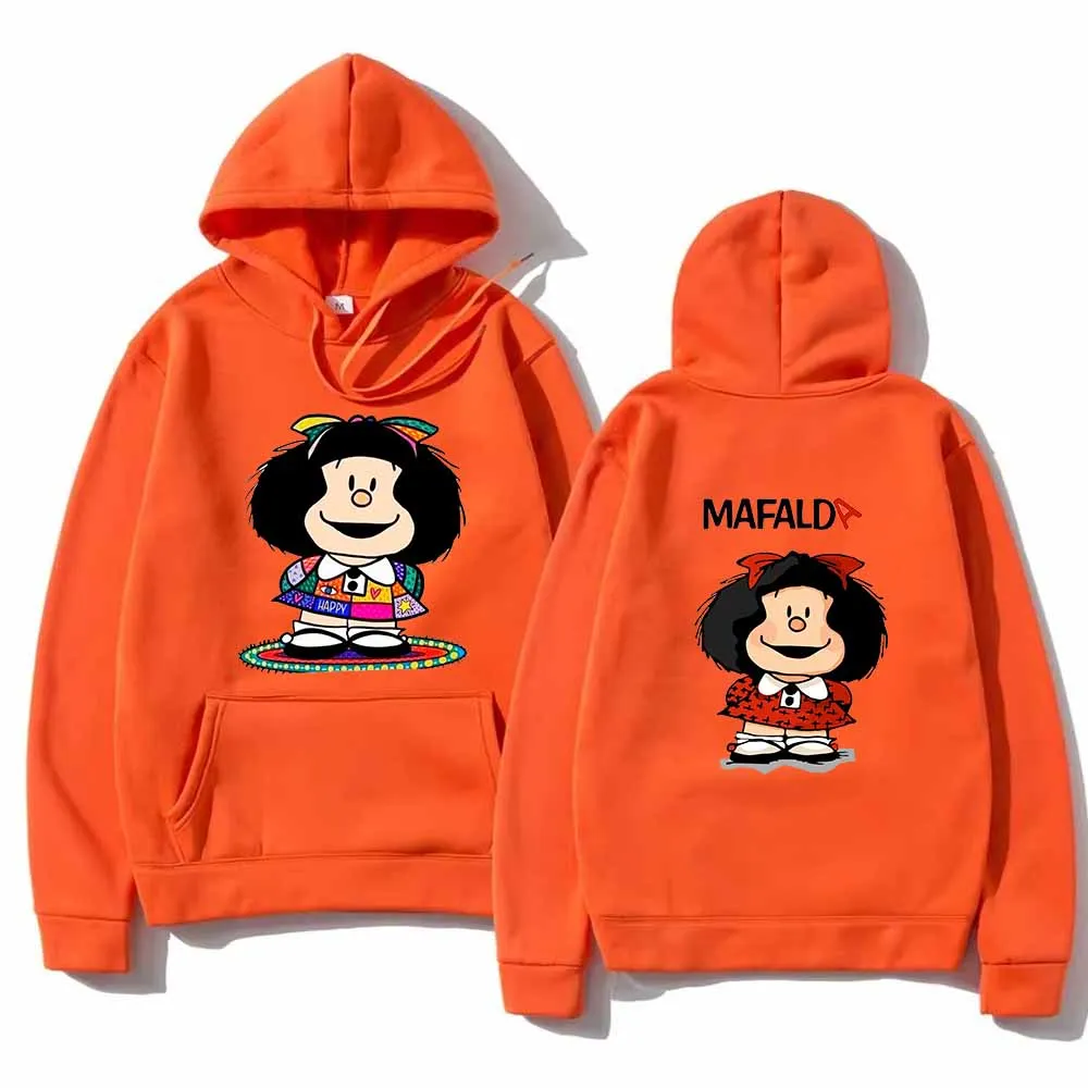 

Cartoon Kawaii Mafalda 90s Anime Funny Hoodies Fashion Graphic Sweatshirts Loose Streetwear Hip Hop Hooded Pullover Unisex