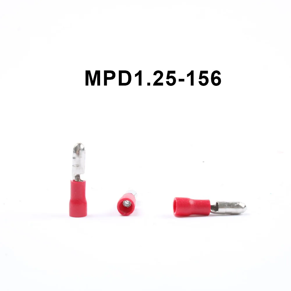 DIANQI MPD1.25-156 MPD1-156 100PCS Bullet Shaped male Insulating Joint Wire Connector Electrical Crimp Terminal AWG22-16 MPD